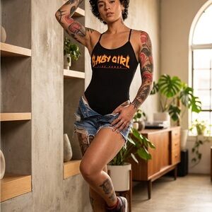 SHEIN Black Belt with Orange Accent